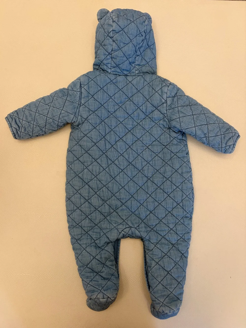 EUC Baby Gap Denim Quilted Snowsuit, 6-12mo